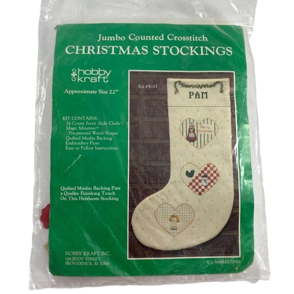 Hobby Kraft Kit 5021 Jumbo Counted Crosstitch Christmas Stocking Snowman Angel - Picture 6 of 6